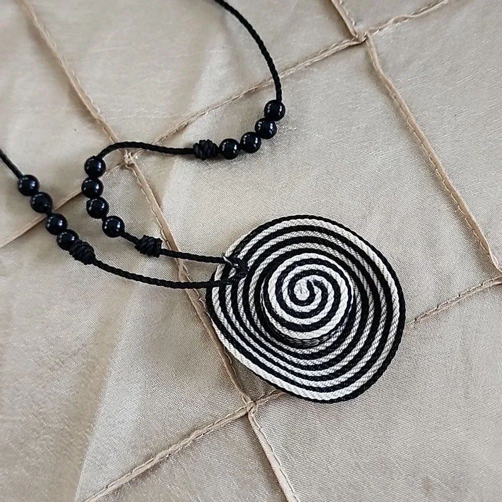 Striped Sun Hat Beaded Cord Necklace Fun Novelty Beach Pool